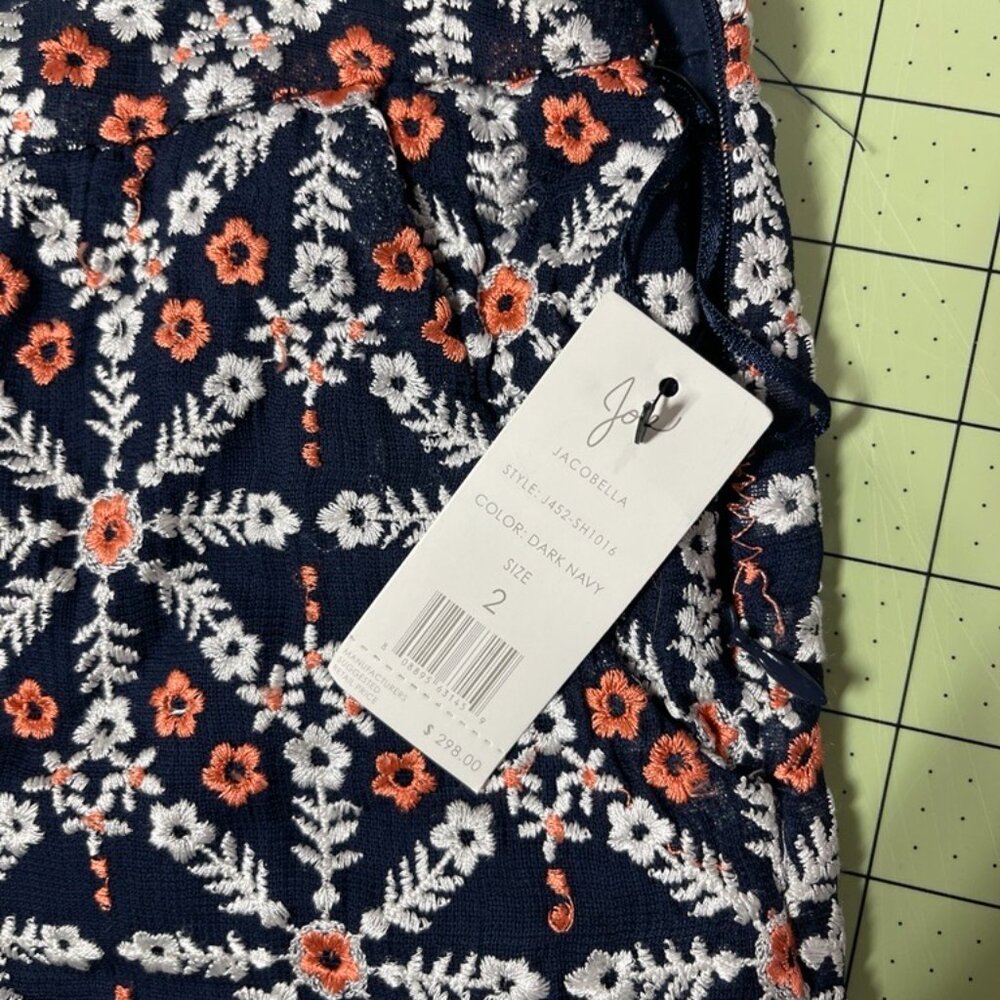 JOIE Jacobella Embroidered Shorts Navy Orange White Floral Size 2 NWT - Picture 3 of 6